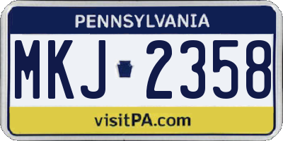 PA license plate MKJ2358