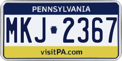 PA license plate MKJ2367