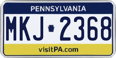 PA license plate MKJ2368