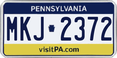PA license plate MKJ2372