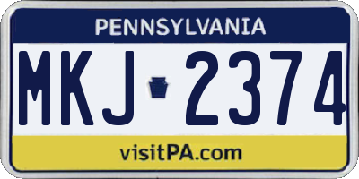 PA license plate MKJ2374