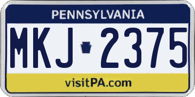 PA license plate MKJ2375
