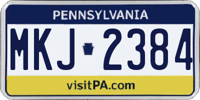 PA license plate MKJ2384