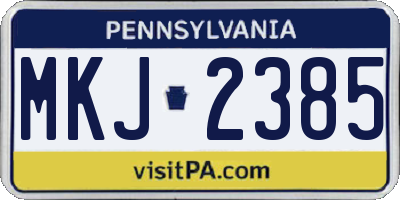 PA license plate MKJ2385
