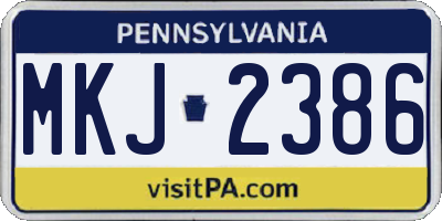 PA license plate MKJ2386