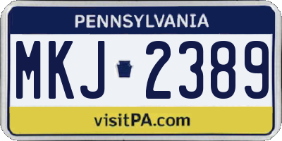 PA license plate MKJ2389