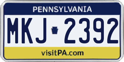 PA license plate MKJ2392