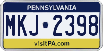 PA license plate MKJ2398