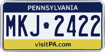 PA license plate MKJ2422