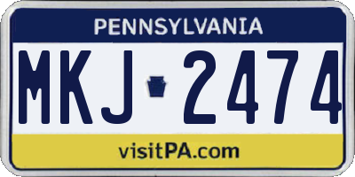 PA license plate MKJ2474