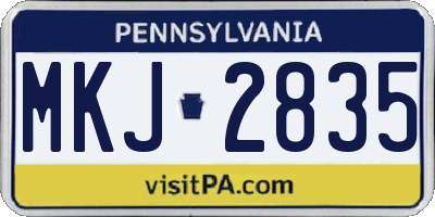 PA license plate MKJ2835