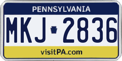 PA license plate MKJ2836