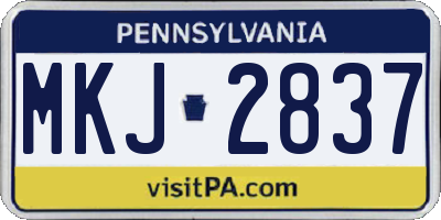 PA license plate MKJ2837