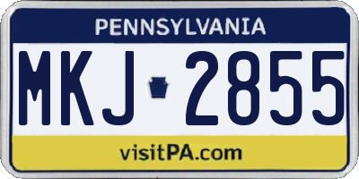 PA license plate MKJ2855