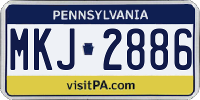 PA license plate MKJ2886