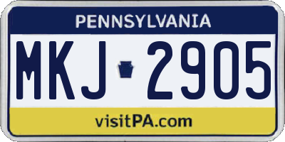 PA license plate MKJ2905