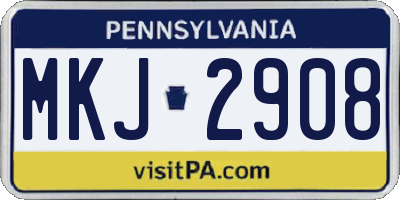 PA license plate MKJ2908