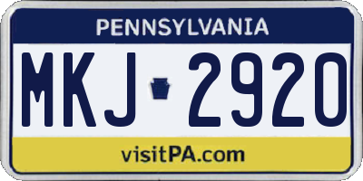 PA license plate MKJ2920