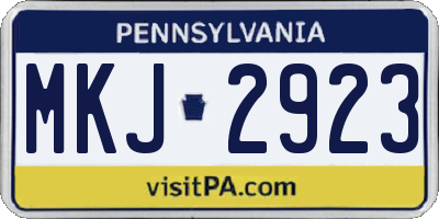 PA license plate MKJ2923