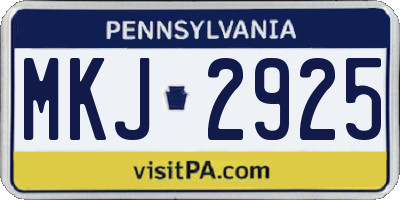 PA license plate MKJ2925