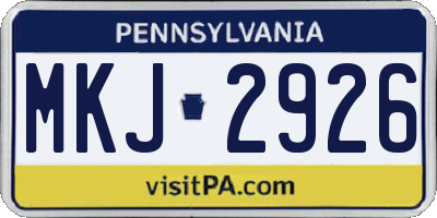 PA license plate MKJ2926