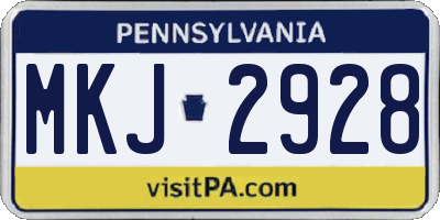 PA license plate MKJ2928