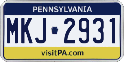PA license plate MKJ2931