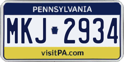 PA license plate MKJ2934