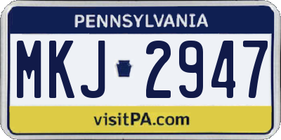 PA license plate MKJ2947