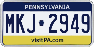 PA license plate MKJ2949