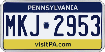 PA license plate MKJ2953