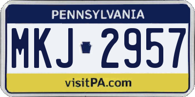 PA license plate MKJ2957