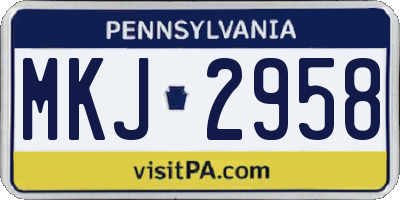 PA license plate MKJ2958