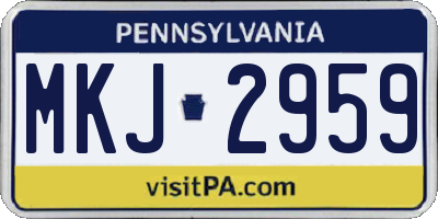 PA license plate MKJ2959
