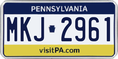 PA license plate MKJ2961