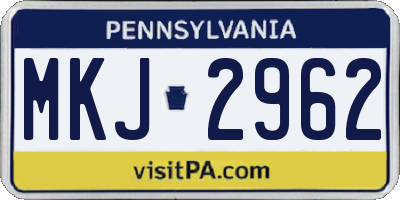 PA license plate MKJ2962