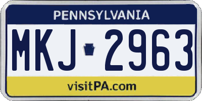 PA license plate MKJ2963