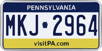 PA license plate MKJ2964