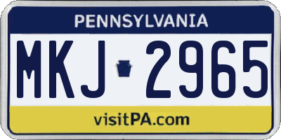 PA license plate MKJ2965