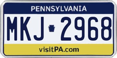 PA license plate MKJ2968