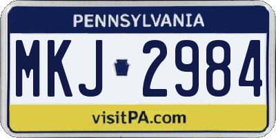 PA license plate MKJ2984