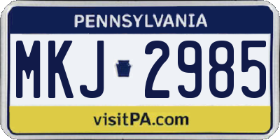 PA license plate MKJ2985