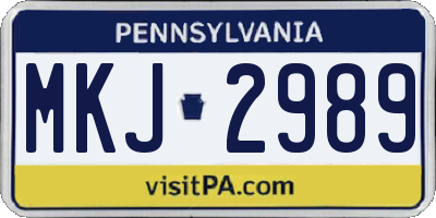 PA license plate MKJ2989