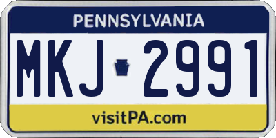 PA license plate MKJ2991
