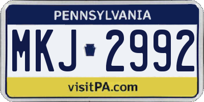 PA license plate MKJ2992