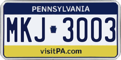 PA license plate MKJ3003