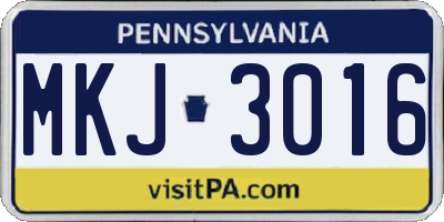 PA license plate MKJ3016