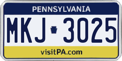 PA license plate MKJ3025
