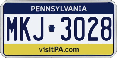 PA license plate MKJ3028