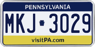 PA license plate MKJ3029